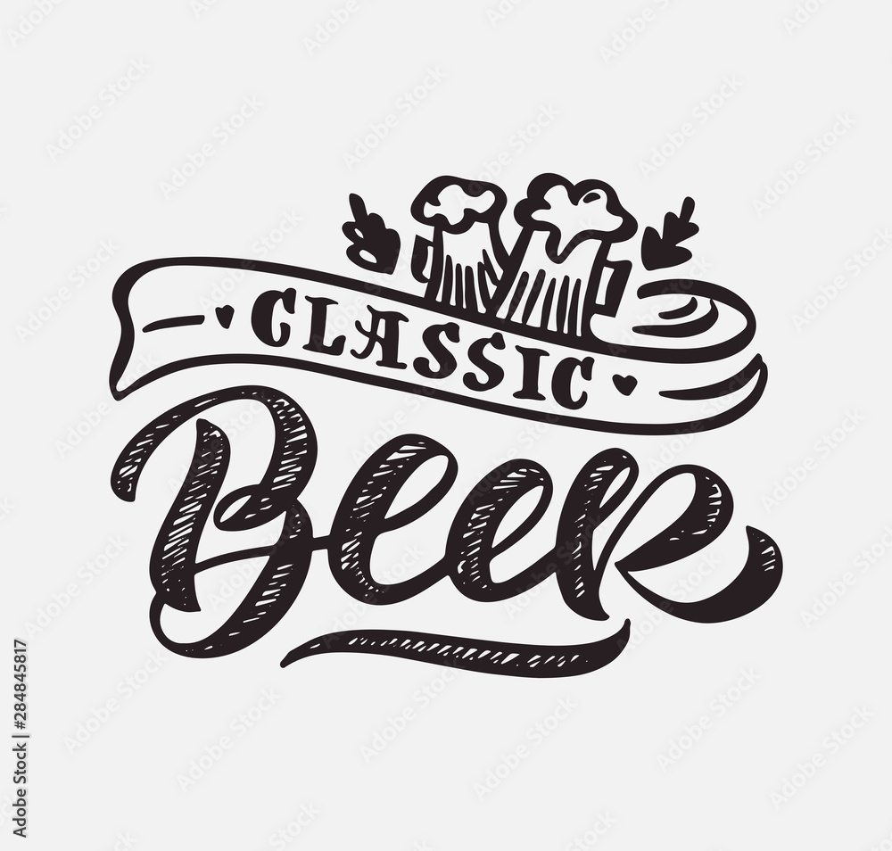 Obraz premium Beer phrases hand drawn lettering composition