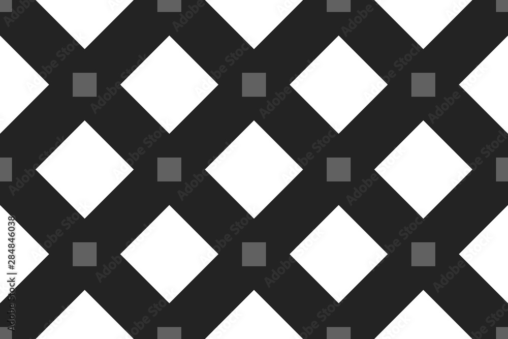 Vector seamless geometric pattern. Shaped grey and white squares, black background. Vector seamless geometric pattern. Shaped grey and white squares, black background.
