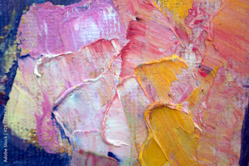 Abstract modern painting. Painting painted with a palette knife on canvas with oil paints in a large stroke.