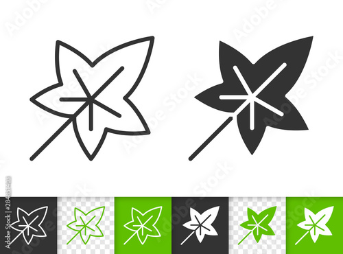 Green leaf of tree simple black line vector icon
