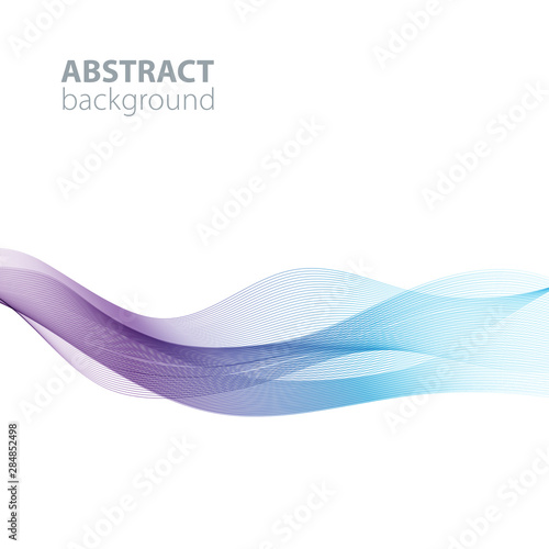 Abstract waves on the white background. Transparent lines