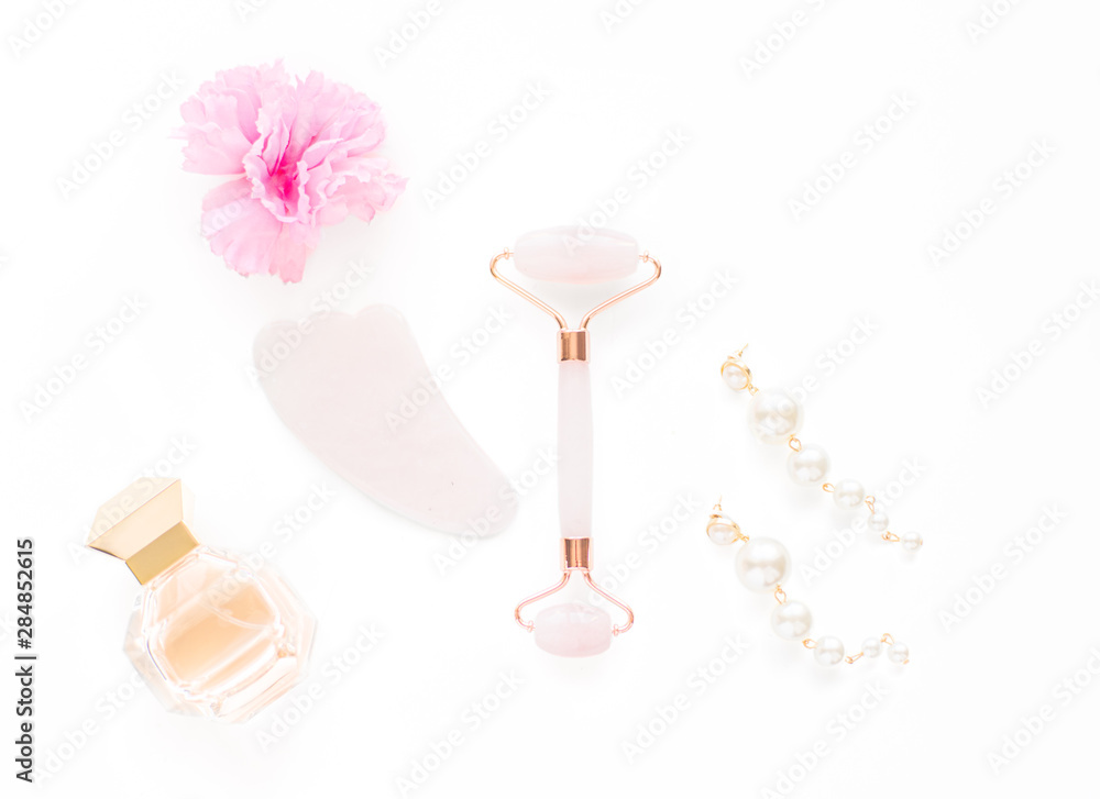Jade roller for face massage. Anti age, lifting and toning treatment Jade roller for face massage. Anti age, lifting and toning treatment