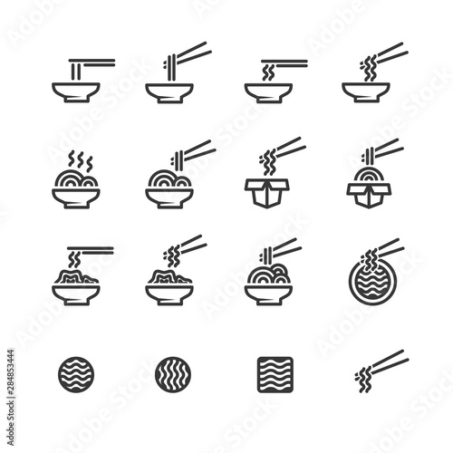 noodle icon line set vector