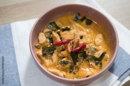 Panaeng curry with pork or Red curry with pork (Panang pork)