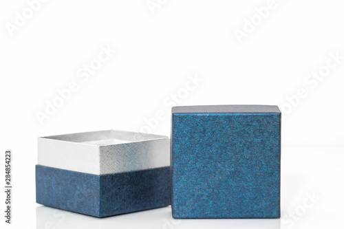 Blue open Gift box on white background