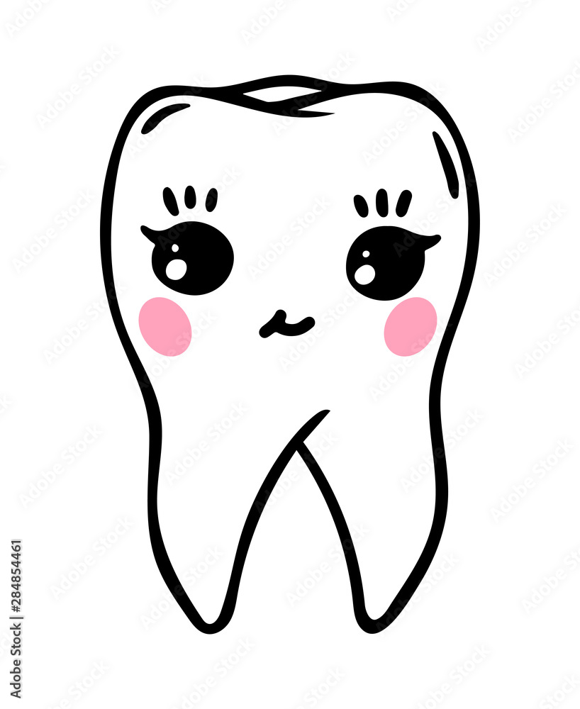 Cute tooth character. Dental oral health care vector illustration Cute tooth character. Dental oral health care vector illustration