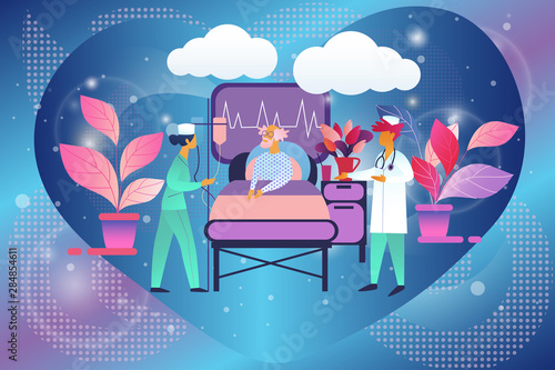 Doctor and Nurse in Chamber Visit Senior Patient