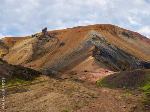 Colorful Brennisteinsalda mountain is one of the most beautiful and multicolored volcanos in Landmannalaugar area of Fjallabak Nature Reserve in Highlands region of Iceland