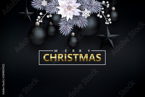 Christmas background with black balls