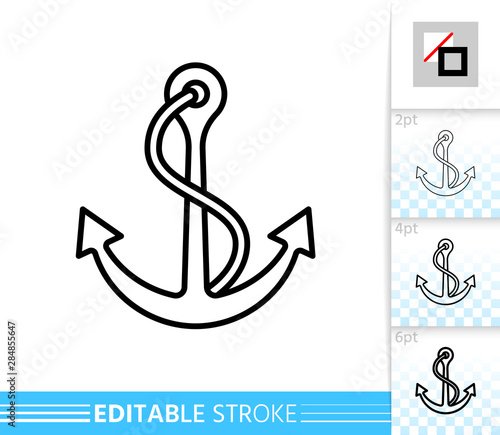 Anchor nautical sea simple thin line vector icon