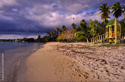 LUQUILLO BEACH AT SUNSET IN PUERTO RICO photo