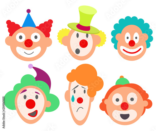 Set faces funny cute sweet 