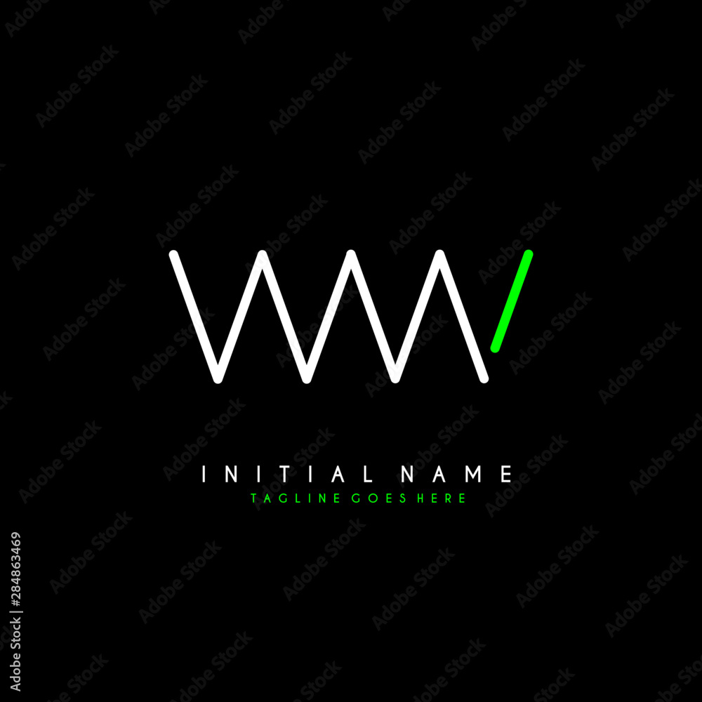Initial W WW minimalist modern logo identity vector