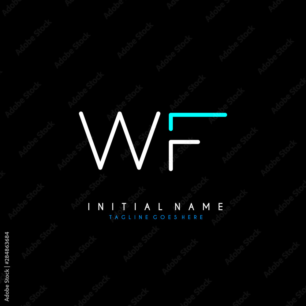 Initial W F WF minimalist modern logo identity vector Initial W F WF minimalist modern logo identity vector