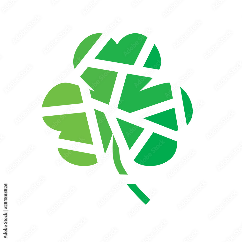 green geometric clover icon- vector illustration green geometric clover icon- vector illustration