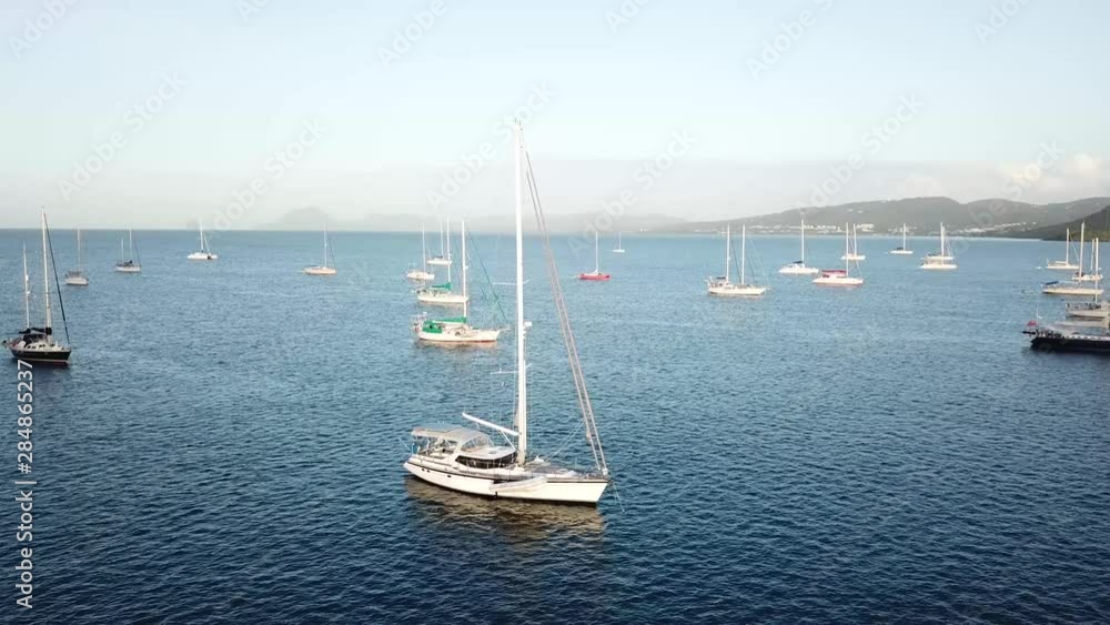 4K Video of Aerial View of Caribbean Sea and yacht 4K Video of Aerial View of Caribbean Sea and yacht