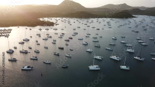 4K Video of Aerial View of Caribbean Sea and yacht