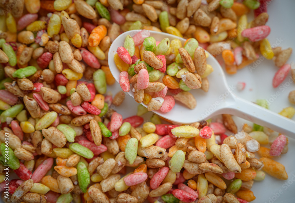 Puffed rice closeup - texture background. Puffed rice closeup - texture background.