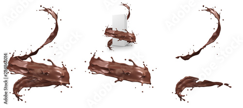 Tablou Canvas Hot chocolate splash in spiral shape with clipping path,3d rendering