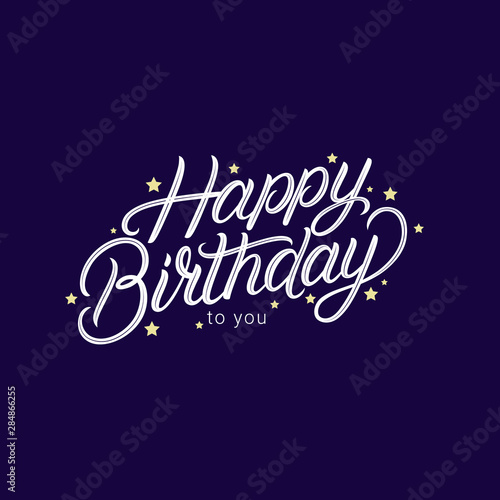 Happy Birthday hand written lettering.
