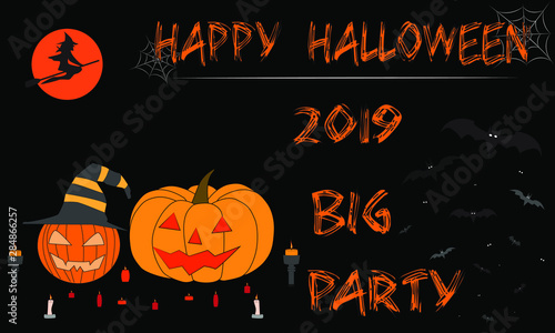 Happy Halloween 2019. Flat vector illustration.
