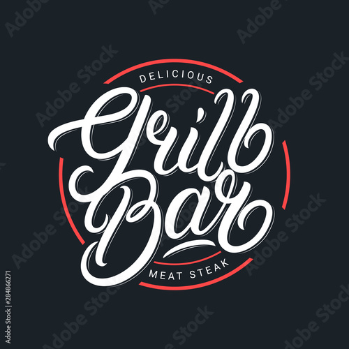 Grill Bar hand written lettering logo