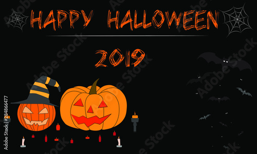 Happy Halloween 2019. Flat vector illustration.