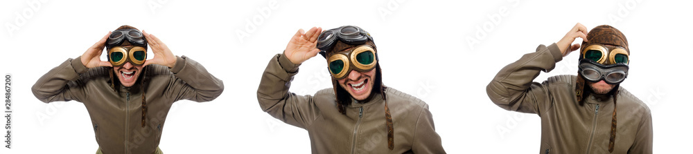 Funny pilot isolated on the white Funny pilot isolated on the white