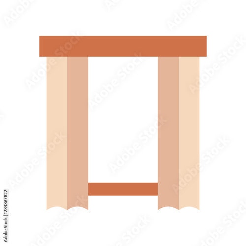 Color icon window with curtain. Simple vector illustration with ability to change.