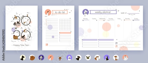 New Year 2020, Cover, Organizer and Schedule with Notes and To Do List