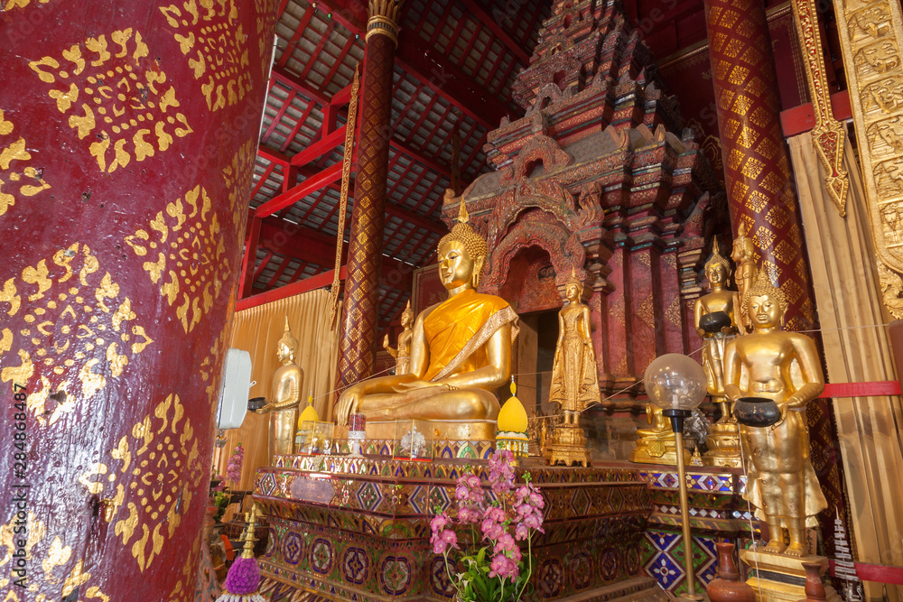 Golden Buddha statue in thailand temple