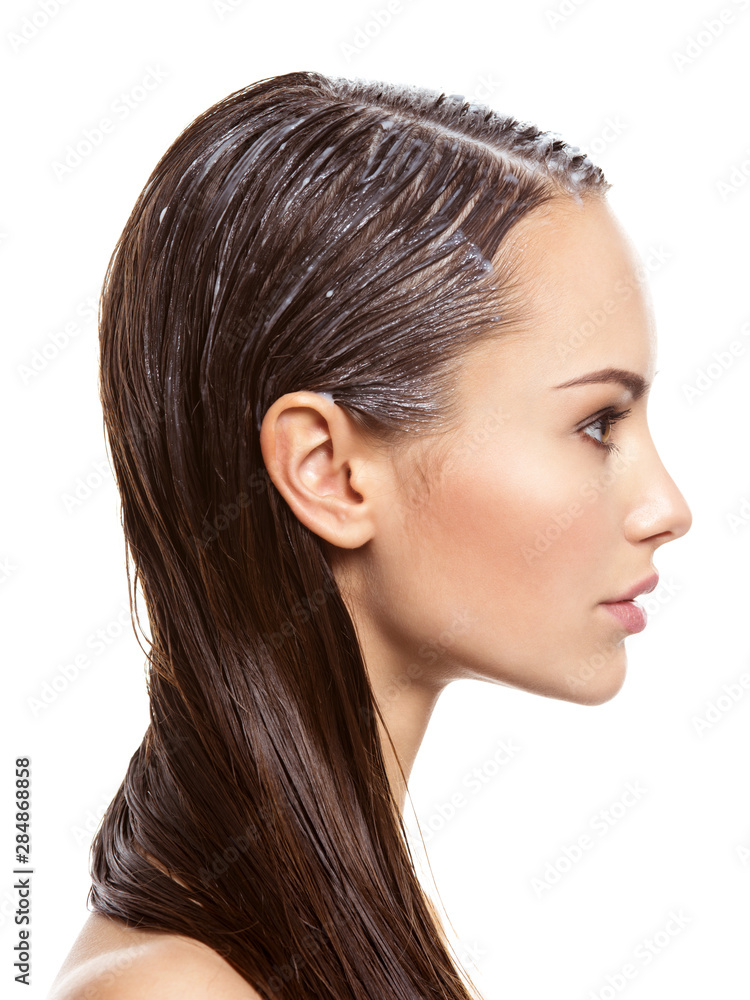 Portrait of a girl with applied paint for hairs Portrait of a girl with applied paint for hairs