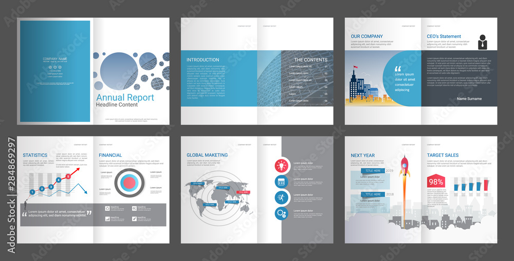 Annual report for company profile & advertising agency brochure, Suitable for professional introduction of the business and aims to inform the audience about its products and services.