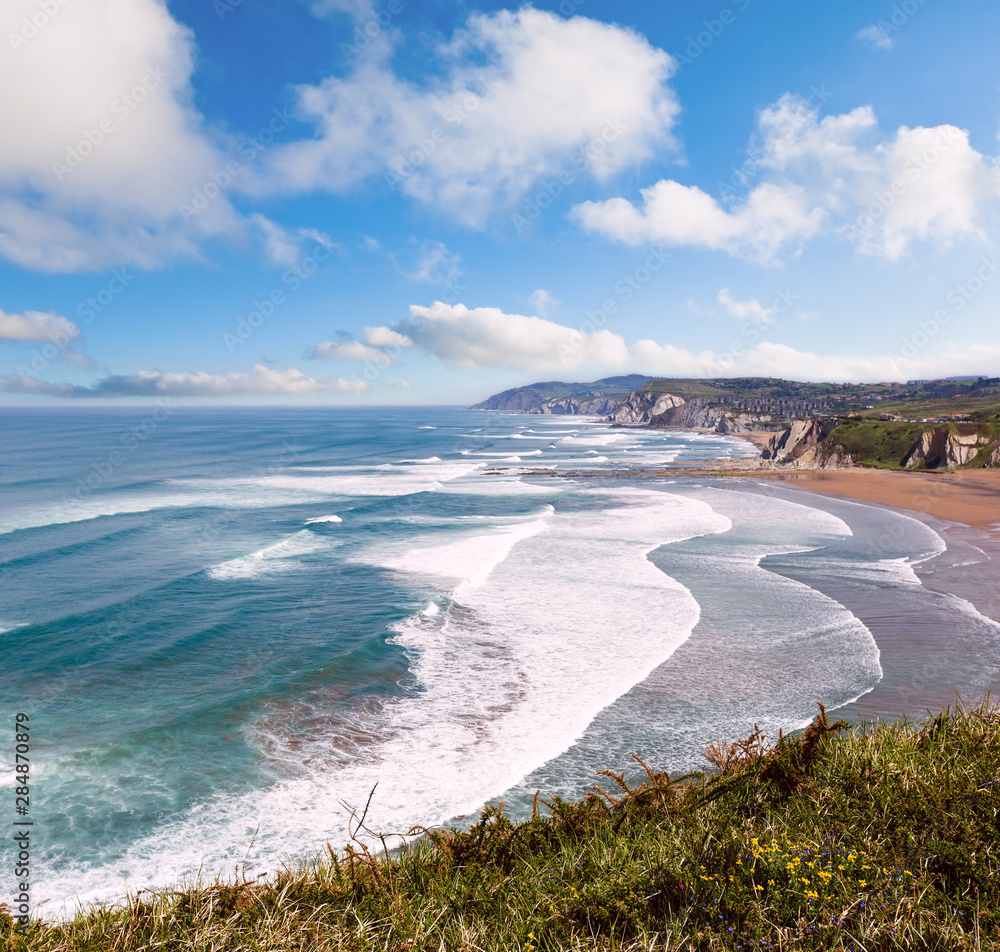 Beach Azkorri or Gorrondatxe view, Spain. Beach Azkorri or Gorrondatxe view, Spain.
