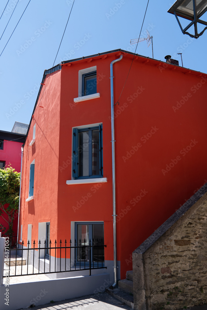 Trentemoult Rezé colorful red house in south of Nantes fishing Cape Horner village France