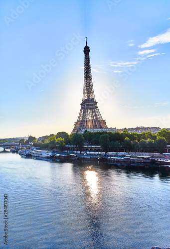 Eiffel Tower from a less usual angle. Picture taken from the Bir-Hakeim Bridge