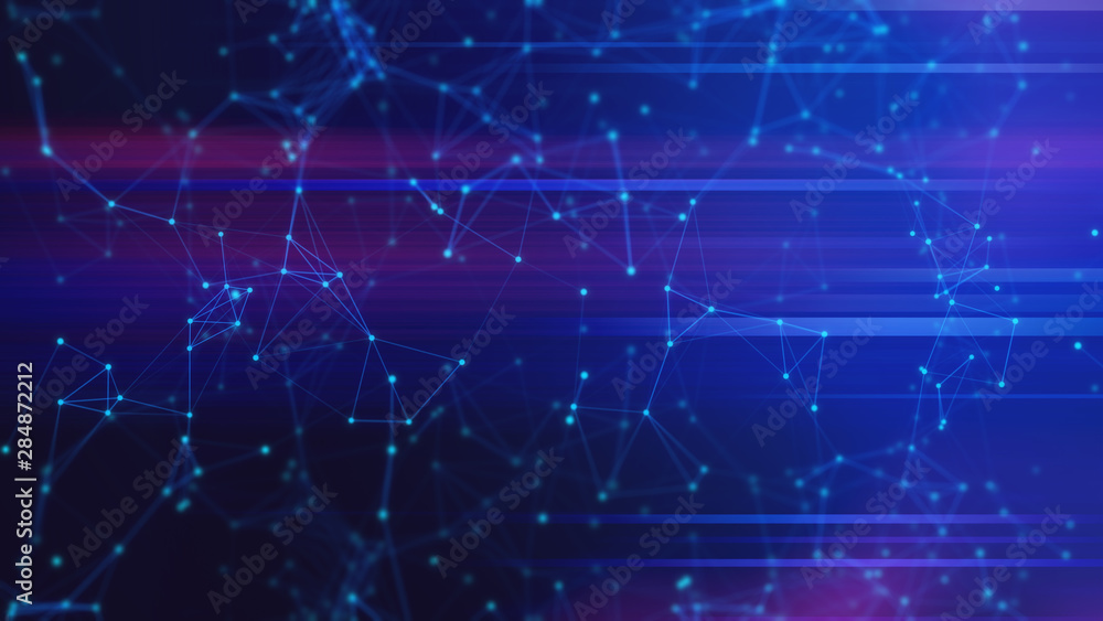 Obraz premium background 3d illustration rendering, deep learning, science data cloud storage digital, neuron plexus cell brain, technology system, futuristic connecting to online, web network social
