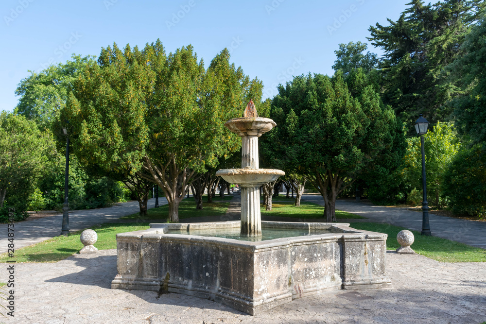 the fountain in the courtyard of the monastery of lluc in Mallorca the fountain in the courtyard of the monastery of lluc in Mallorca
