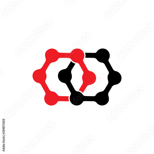 linked hexagonal dots simple logo vector