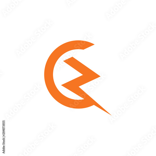 abstract letter cz thunder shape logo vector