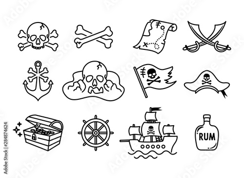 Collection of Pirate Icons vector set