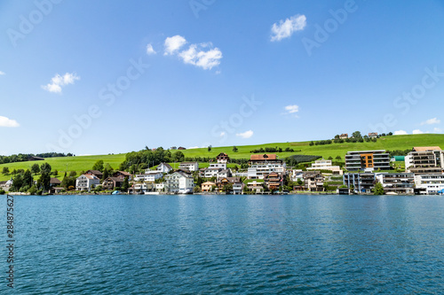Beautiful Swiss village on the lake © MOZCO Mat Szymański