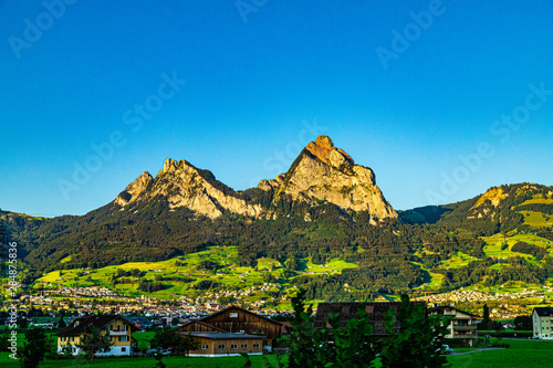View on the Kleiner and Grosser Mythen - Swiss Schwyz Alps in Switzerland