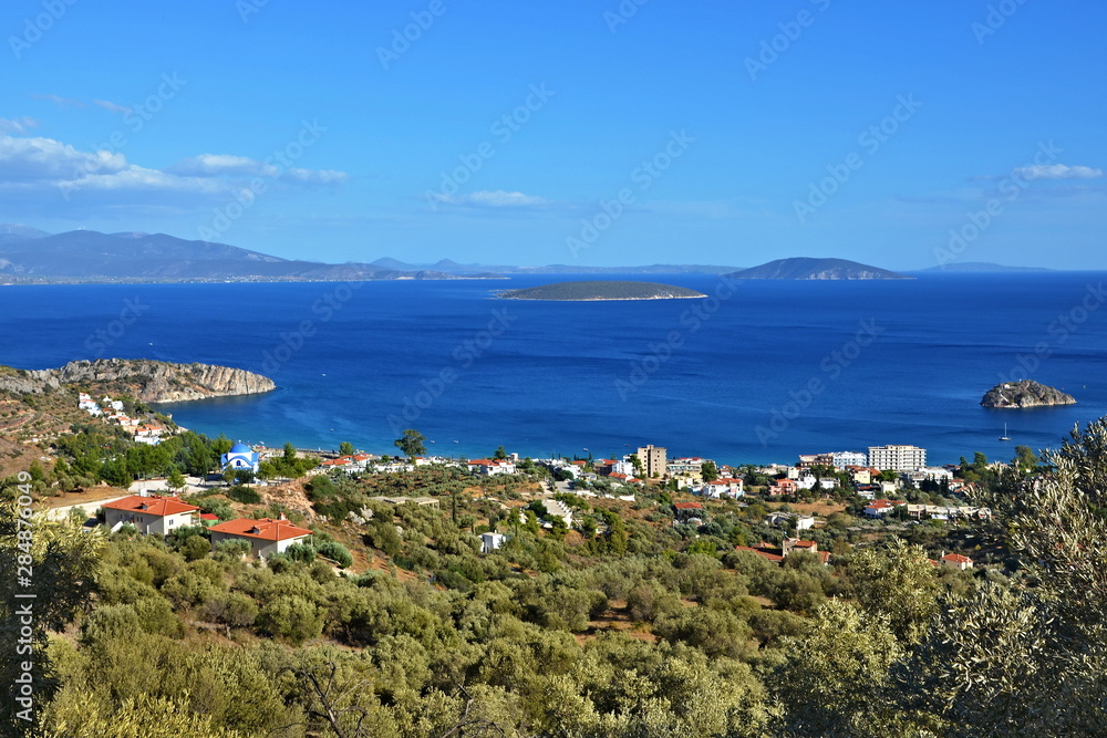 Greece,Tolo-view on the Tolo,islands Koronisi and Plateia