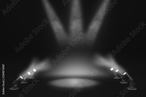 Illuminated black stage