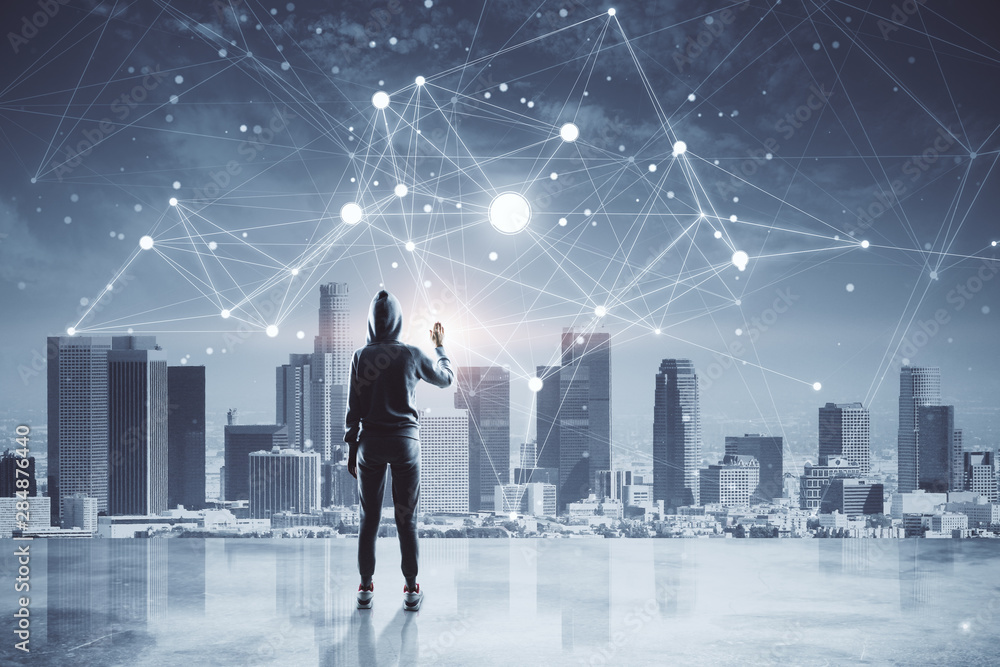 Creative city background with polygonal mesh Creative city background with polygonal mesh