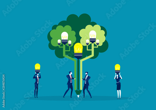 team business man plant idea at tree of idea for green world vector illustration design.