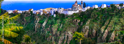 Beautiful mountain village Moya over rocks - Gran Canaria, Travel in Grand Canary island photo