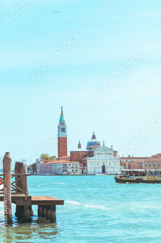 view of Church of San Giorgio Maggiore boats before it famous landmark place