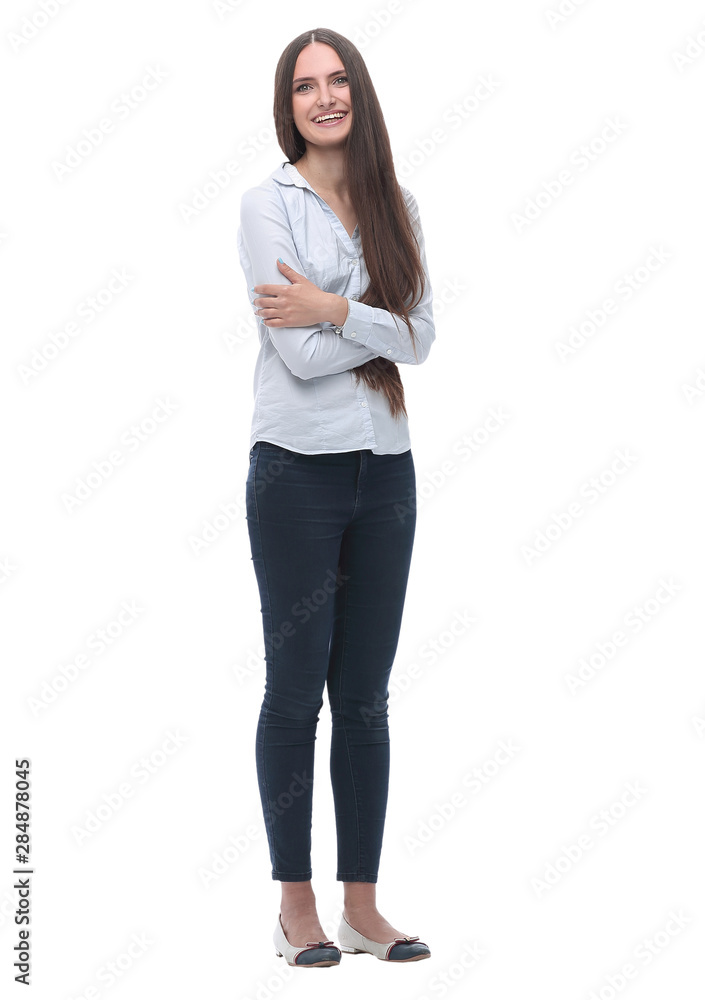 in full growth. modern girl in casual clothes in full growth. modern girl in casual clothes